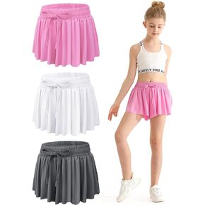 Girls Athletic Flowy Shorts with Spandex Liner 2-in-1 Kids Butterfly Short for Running,Sports,Fitness,Tennis