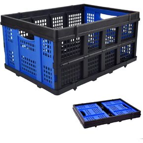 49L Plastic Storage Basket, Foldable Storage Bin Organizer, Stackable Folding Crate for Farm Home Office(3 Pack)