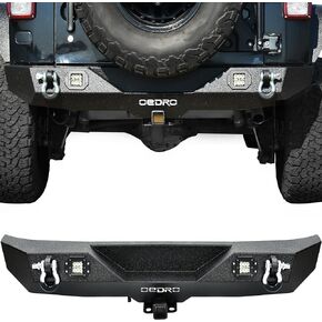OEDRO Front Bumper & Skid Plate Compatible for 07-18 Jeep Wrangler JK & Unlimited with Winch Plate Mounting & 2 D-Rings, Upgraded Textured Black Rock Crawler Off Road