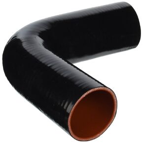 HPS HTSEC90-250-BLK Silicone High Temperature 4-ply Reinforced 90 degree Elbow Coupler Hose, 55 PSI Maximum Pressure, 4" Leg Length on each side, 2-1/2" ID, Black