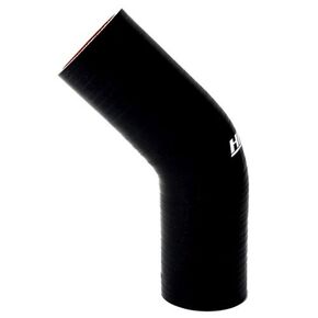 HPS HTSEC45-087-BLK Silicone High Temperature 4-ply Reinforced 45 degree Elbow Coupler Hose, 100 PSI Maximum Pressure, 4" Leg Length on each side, 7/8" ID, Black