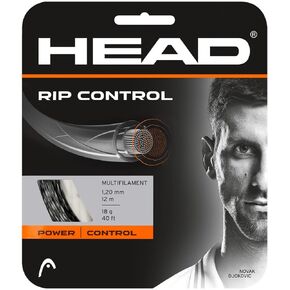 مجموعة سلسلة مضرب تنس Head RIP Control مقاس 40 بوصة - سلسلة مضرب متعددة الشعيرات مقاس 17، طبيعية