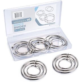 (40 Pack) Loose Leaf Binder Rings Assorted Sizes (1,1.5,2 Inch), Premium Nickel Plated Steel Book Rings for Home, School or Office Use, Index Card Rings, Key Rings, Paper Rings