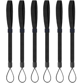 AMUU Adjustable Flat Wrist Lanyard Strap String 6 Pack Black Flashlight,for USB Keys Keychain Cellphone Water Bottle