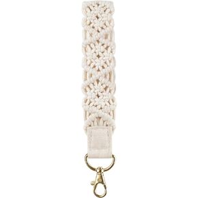 Mkono Macrame Key Chain Cute Keychain Wristlet Lanyard Boho Woven Wrist Lanyard for Keys, Key Chains for Car Key ID Badges Card Wallet Keyring Holder, 6.7"
