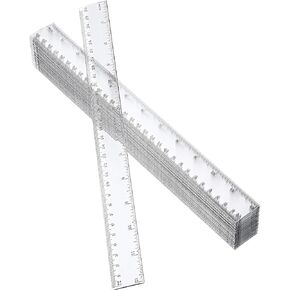 50 Pack Clear Plastic Ruler, 12 Inch Standard/Metric Rulers Straight Ruler Measuring Tool for Student School Office (Clear)