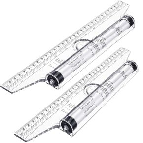 Frienda 2 Pieces Plastic Measuring Rolling Ruler Drawing Parallel Multifunctional Drafting Ruler for Architect Office Math(6 Inch, 12 Inch)