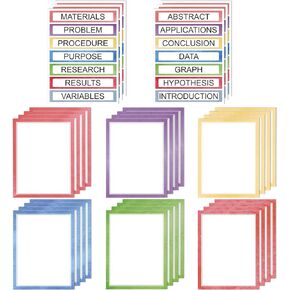 Trandraft 24 Sheets Science Fair Board Supplies 18 Self Adhesive Presentation Science Subtitles 6 Science Fair Project Titles Science Fair Board Sticker for School Office Supplies (Water Color)