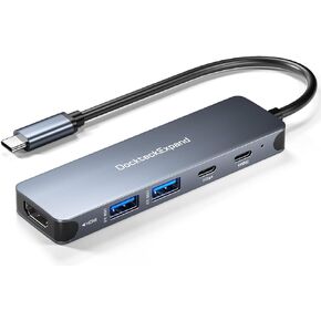 موزع USB C، DockteckExpand 7 في 1 محول USB-C متعدد المنافذ مع HDMI 4K، توصيل طاقة 100 واط، 3 منافذ USB 3.0، قارئ بطاقة SD/TF، ​​لجهاز MacBook Pro/Air، iMac، iPad Pro، Surface Pro 7/8، XPS وإتش بي والمزيد