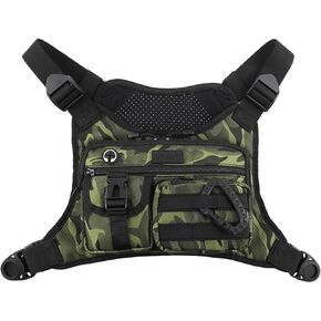 Chest Bag For Men, Tactical Inspired Sports Utility Chest Pack, EDC Pouch Bag With Built-In Phone Holder for Workouts, Running, Cycling, Black