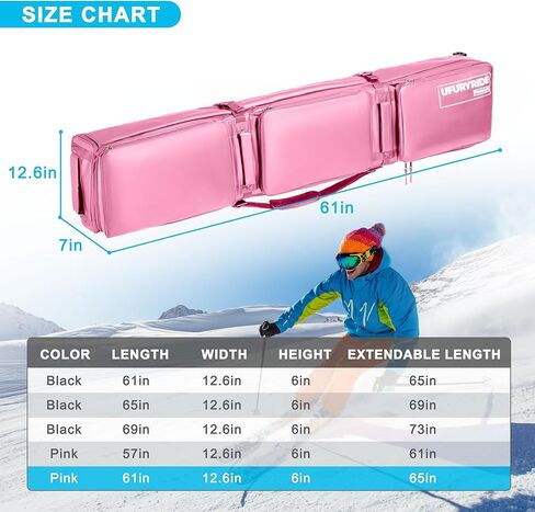 حقيبة تزلج مزدوجة متدحرجة مبطنة مقاومة للماء على الجليد مع عجلات للسفر الجوي حقيبة تزلج بعجلات قابلة للطي للتزلج الفردي أو مجموعتين من الزلاجات تستوعب حذاء التزلج in Kuwait