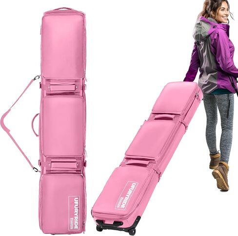 حقيبة تزلج مزدوجة متدحرجة مبطنة مقاومة للماء على الجليد مع عجلات للسفر الجوي حقيبة تزلج بعجلات قابلة للطي للتزلج الفردي أو مجموعتين من الزلاجات تستوعب حذاء التزلج in Kuwait