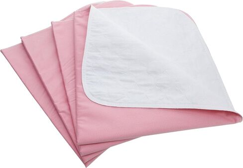 Weaved Collection Washable Reusable Incontinence Underpads, 34"x 36" (Pack of 4) Bed Pads Great for Pets,Kids and Adults (Pink) in Saudi Arabia