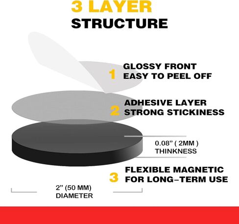 Round Big Magnet Dots with Adhesive Backing for Crafts DIY School Office Home Flexible Circle Large Magnetic Dot with Self Adhesive Alternative to Magnets Tape Sheet 15 Pcs 55mm Diameter 2.2"x 0.08" in Kuwait