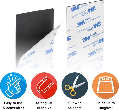 Magnetic Strips with Strong Adhesive Backing (5.9 x 2.35 inches) Magnetic Tape with Adhesive Backing Heavy Duty Magnet Strips for Refrigerator Whiteboard, Most Surface (150 x 60 x 2 mm, 2 pcs) in Kuwait