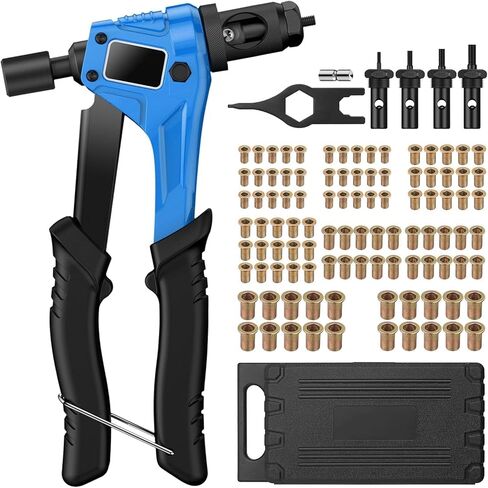 8" Rivet Nut Tool Kit with 100Pcs Nuts, Hand Rivnut Insert Tool with 4Pcs Metric Mandrel M3 M4 M5 M6 in Saudi Arabia