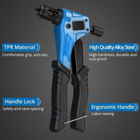 8" Rivet Nut Tool Kit with 100Pcs Nuts, Hand Rivnut Insert Tool with 4Pcs Metric Mandrel M3 M4 M5 M6 in Saudi Arabia