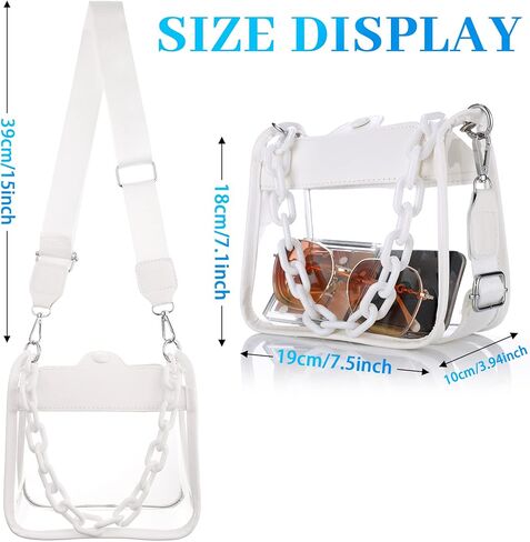 حقيبة شفافة من HAUTOCO معتمدة من الاستاد، محفظة حفلات شفافة للنساء، حقيبة يد كروس شفافة للحفلات الموسيقية والمهرجانات والأحداث الرياضية in Kuwait