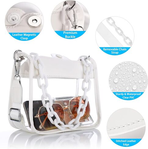 حقيبة شفافة من HAUTOCO معتمدة من الاستاد، محفظة حفلات شفافة للنساء، حقيبة يد كروس شفافة للحفلات الموسيقية والمهرجانات والأحداث الرياضية in Kuwait