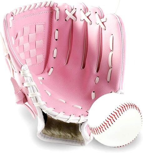 GROOFOO Baseball Glove and Ball for Kids Youth Adults Softball Teeball Training Left/Right Hand Glove with Soft Ball Set Brown/Black/Pink in Saudi Arabia