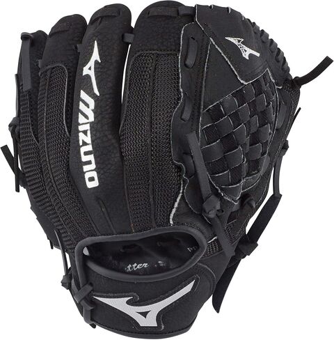 قفازات بيسبول Mizuno GPP1000Y3 Prospect Series PowerClose، مقاس 25.4 سم، غطاء لليد اليسرى، شبكة مرنة من قماش الترتان الأسود in Kuwait