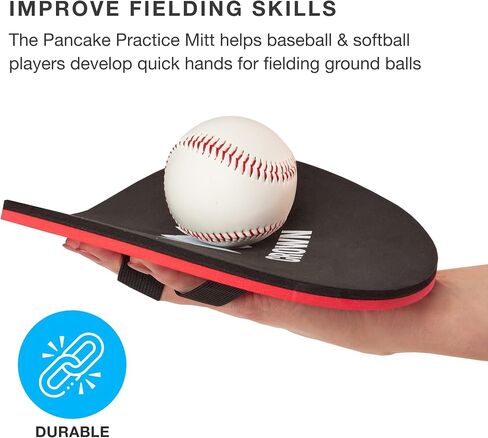 Pancake Baseball Practice Mitts - EVA Foam Infield Fielding Training Coaching Equipment - Ambidextrous, One Size Accessories - Thick, Flat Glove Substitute Develops Softer Fielding Hands in Saudi Arabia