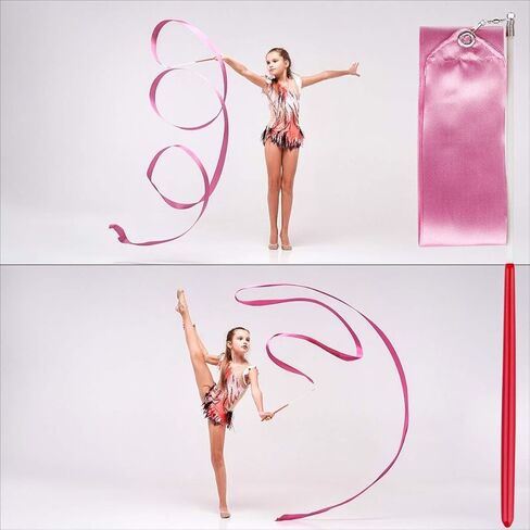 أشرطة رقص من Tinabless (10 قطع)، عصا شريط الجمباز للأطفال للجنسين بطول 6.6 قدم، عصا شريط الجمباز الإيقاعي على العصي للأطفال للرقص الفني in Kuwait