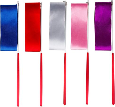 أشرطة رقص من Tinabless (10 قطع)، عصا شريط الجمباز للأطفال للجنسين بطول 6.6 قدم، عصا شريط الجمباز الإيقاعي على العصي للأطفال للرقص الفني in Kuwait