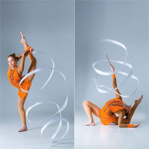 أشرطة رقص من Tinabless (10 قطع)، عصا شريط الجمباز للأطفال للجنسين بطول 6.6 قدم، عصا شريط الجمباز الإيقاعي على العصي للأطفال للرقص الفني in Kuwait