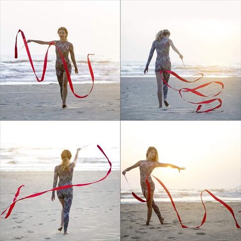 أشرطة رقص من Tinabless (10 قطع)، عصا شريط الجمباز للأطفال للجنسين بطول 6.6 قدم، عصا شريط الجمباز الإيقاعي على العصي للأطفال للرقص الفني in Kuwait