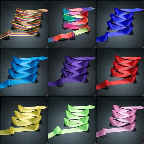 أشرطة رقص من Tinabless (10 قطع)، عصا شريط الجمباز للأطفال للجنسين بطول 6.6 قدم، عصا شريط الجمباز الإيقاعي على العصي للأطفال للرقص الفني in Kuwait