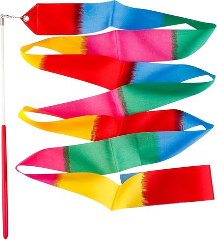 أشرطة رقص من Tinabless (10 قطع)، عصا شريط الجمباز للأطفال للجنسين بطول 6.6 قدم، عصا شريط الجمباز الإيقاعي على العصي للأطفال للرقص الفني in Kuwait