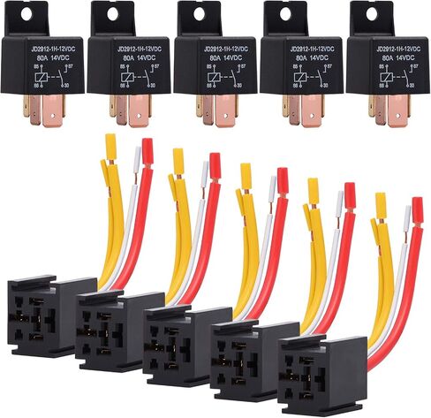 EHDIS 4-Pin Relay مع محرك شاحنة سيارة تسخير شديد التحمل 80A 12V تشغيل / إيقاف مقبس مرحل SPST مفتوح بشكل طبيعي 4 أسلاك موديل JD2912-1H-12VDC 80A 14VDC، حزمة من 2 in Saudi Arabia