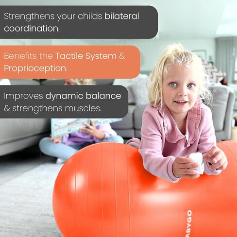 BABYGO® Sensory Peanut Ball for Kids Children | Autism Therapy Calming Development Activities Motor Skills Special Needs | Exercise Book & Pump Included | Anti Burst in Kuwait