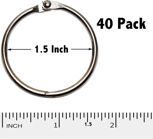 Binder Rings 1.5 inch 40 Pack, Loose Leaf Binder Rings, Book Rings, Metal Rings for Keychain Key Rings, Metal Book Rings, Silver, for School, Home, or Office_AB in Saudi Arabia