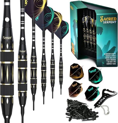 IgnatGames Darts Plastic Tip Sets - Soft Tip Darts for Electronic Dartboard - Plastic Tip Darts Set with Aluminum Shafts, O'rings, 100 Dart Tips and 16 Flights + Darts Wrench + Innovative Case in Saudi Arabia