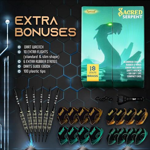 IgnatGames Darts Plastic Tip Sets - Soft Tip Darts for Electronic Dartboard - Plastic Tip Darts Set with Aluminum Shafts, O'rings, 100 Dart Tips and 16 Flights + Darts Wrench + Innovative Case in Saudi Arabia