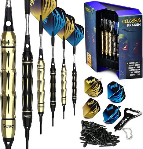 IgnatGames Darts Plastic Tip Sets - Soft Tip Darts for Electronic Dartboard - Plastic Tip Darts Set with Aluminum Shafts, O'rings, 100 Dart Tips and 16 Flights + Darts Wrench + Innovative Case in Saudi Arabia