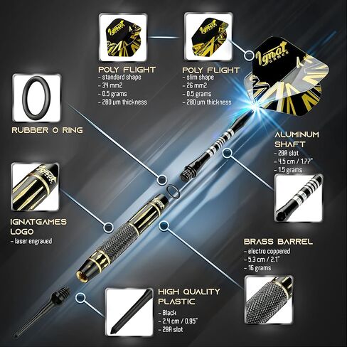 مجموعات رؤوس بلاستيكية لرمي السهام من IgnatGames - أسهم ذات أطراف ناعمة للوحة رمي السهام الإلكترونية - مجموعة سهام ذات أطراف بلاستيكية مع أعمدة من الألومنيوم، وحلقات، و100 طرف للسهام و16 رحلة + مفتاح ربط السهام + حقيبة مبتكرة in Kuwait