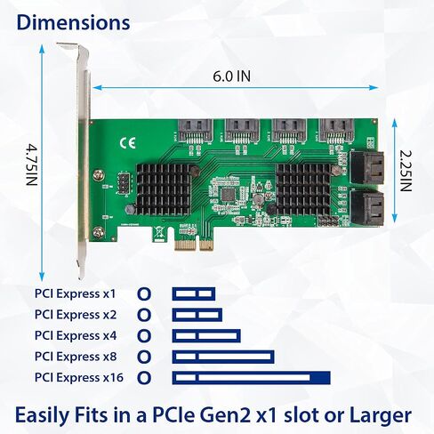 Syba 8 Port SATA III to PCIe 3.0 x1 Non-RAID Expansion Card Dual ASM1064 Low Profile Bracket,SD-PEX40163 in Saudi Arabia