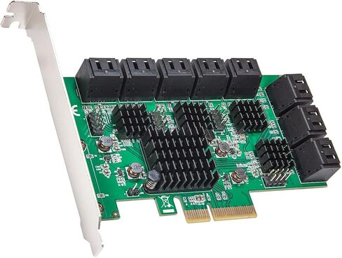 Syba 8 Port SATA III to PCIe 3.0 x1 Non-RAID Expansion Card Dual ASM1064 Low Profile Bracket,SD-PEX40163 in Saudi Arabia
