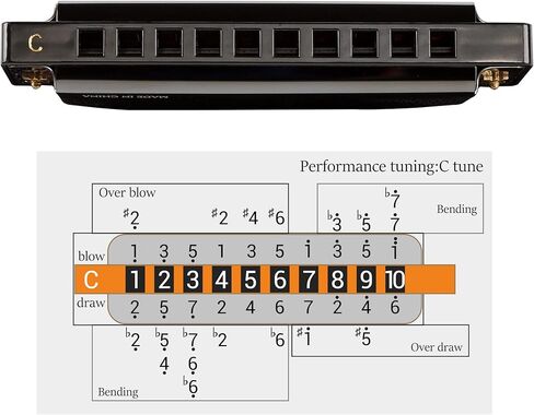 هارمونيكا C، بلوز أرمونيكا مفتاح C 10 فتحات 20 نغمة مع حافظة جهاز الفم القيثارة الموسيقية القياسية للأطفال المبتدئين والكبار والمعلمين المحترفين والآباء والطلاب والعام الجديد in Kuwait