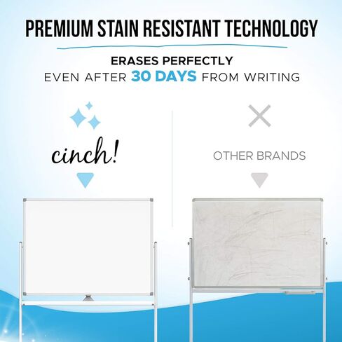 لوحة بيضاء متحركة كبيرة الحجم على عجلات (48 × 36 بوصة) تتضمن لوحة كبيرة للمخططات الورقية، ومخططات مغناطيسية، والمزيد! لوحة بيضاء مغناطيسية محمولة مزدوجة الجوانب قابلة للمسح الجاف مع حامل، وتكنولوجيا مقاومة للبقع in Kuwait