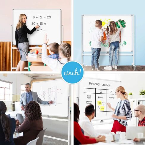 لوحة بيضاء متحركة كبيرة الحجم على عجلات (48 × 36 بوصة) تتضمن لوحة كبيرة للمخططات الورقية، ومخططات مغناطيسية، والمزيد! لوحة بيضاء مغناطيسية محمولة مزدوجة الجوانب قابلة للمسح الجاف مع حامل، وتكنولوجيا مقاومة للبقع in Kuwait