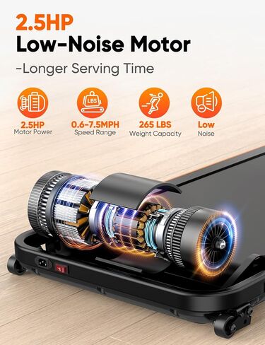 جهاز مشي مع ميل، وسادة مشي قابلة للطي تحت المكتب، جهاز مشي بقوة 2.5 حصان للمنزل/المكتب، بدون تركيب، جهاز تحكم عن بعد/تحكم في التطبيق in Kuwait