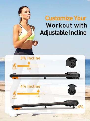 جهاز مشي مع ميل، وسادة مشي قابلة للطي تحت المكتب، جهاز مشي بقوة 2.5 حصان للمنزل/المكتب، بدون تركيب، جهاز تحكم عن بعد/تحكم في التطبيق in Kuwait