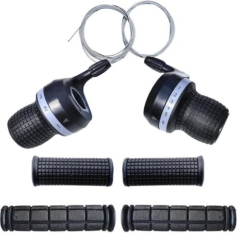 زوج واحد من مبدلات التروس بمقبض تويست للدراجة 3X6 Speed ​​DIP متوافق مع دراجة Shimano التجارية وزوج واحد من مقود الدراجة المطاطي غير القابل للانزلاق in Kuwait