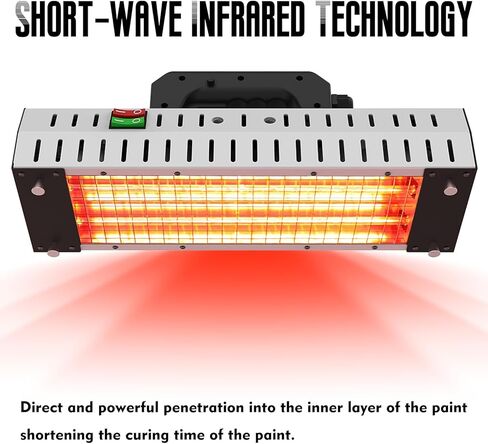 مصباح معالجة الطلاء بالأشعة تحت الحمراء بقدرة 2000 وات، مصباح مجفف طلاء سخان لأنظمة معالجة طلاء إصلاح جسم السيارة 110 فولت (DT-004) in Kuwait