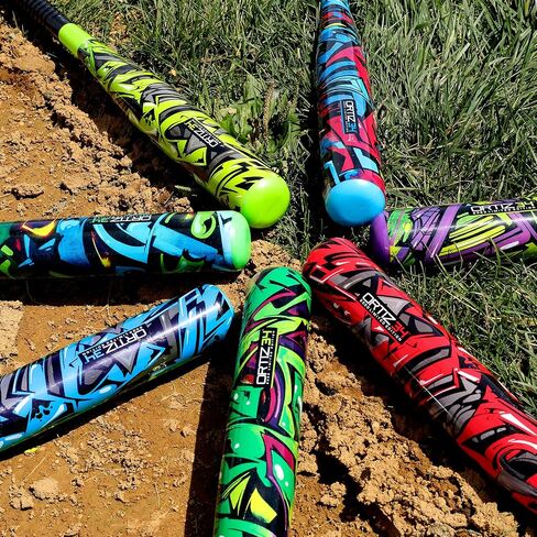 مجموعة Ortiz34 Graffiti Plastic Bat & Ball Homerun - مجموعة البيسبول في الفناء الخلفي لديفيد أورتيز للشباب والأطفال والمراهقين والبالغين in Saudi Arabia