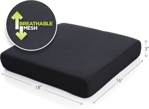 Milliard Memory Foam Seat Cushion Chair Pad 18 x 16 x 3in. with Washable Cover, for Relief and Comfort in Saudi Arabia